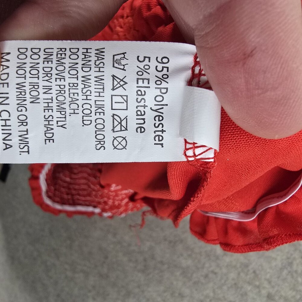 Red Wide-Leg Elastic Waist Pants Size 5XL Lightweight Textured Polyester Blend - Picture 4 of 6